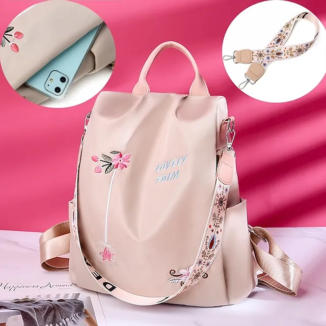 Women's Shoulder Bag Oxford Cloth Daily Holiday Zipper Adjustable Large Capacity Waterproof Folk Black Blue khaki