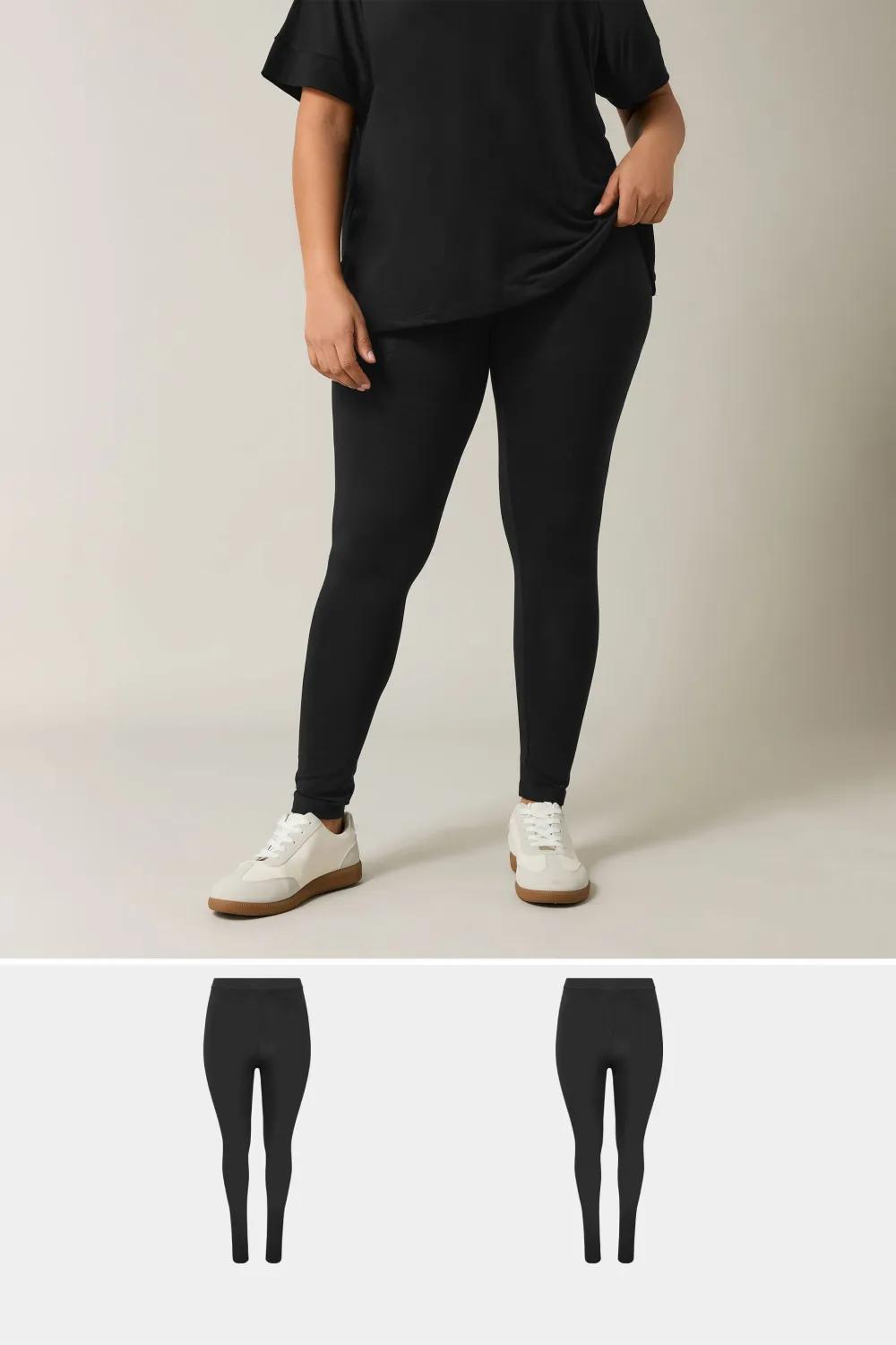 EVANS 2 PACK Curve Black Cotton Stretch Leggings
