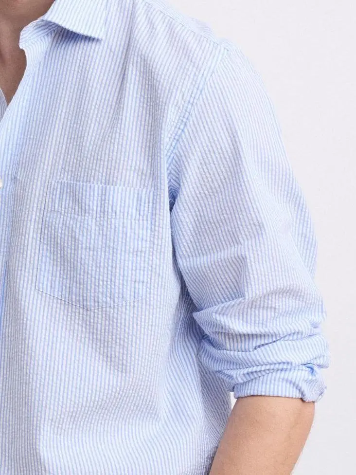 Casual Soft And Comfortable Sky Blue Striped Shirt