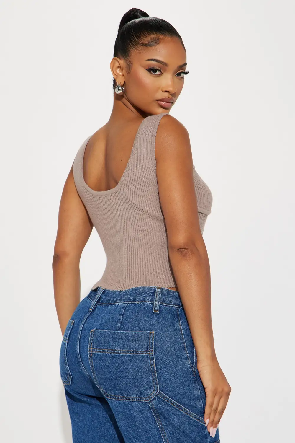 Enza Sweater Top - Taupe