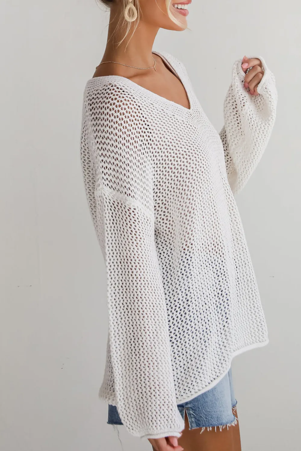 Relaxed Attitude Open Knit Sweater