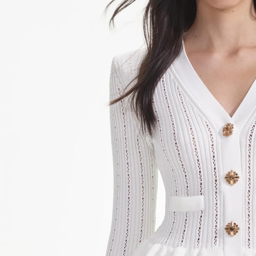 White Knit Peplum Mini Dress