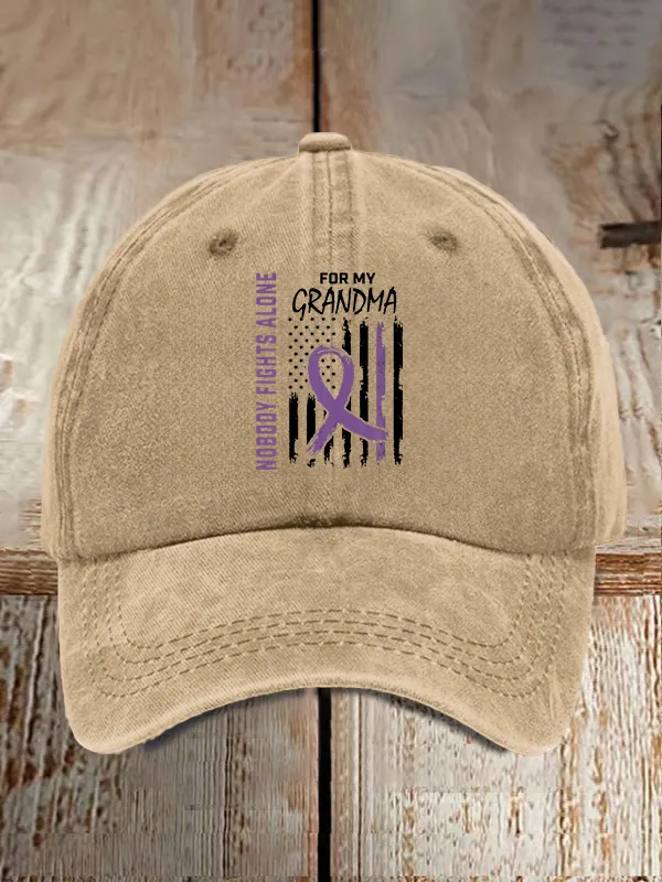 Grandma Alzheimers Awareness USA Flag Dementia Fam Baseball Caps