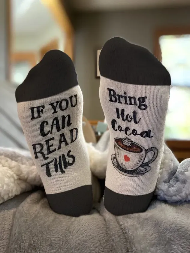 If You Can Read This Casual Letter Print Cotton Socks