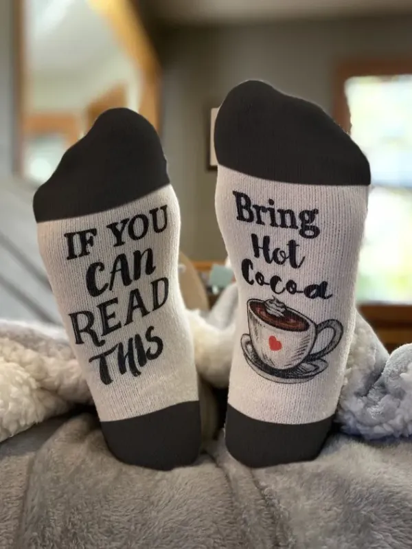 If You Can Read This Casual Letter Print Cotton Socks