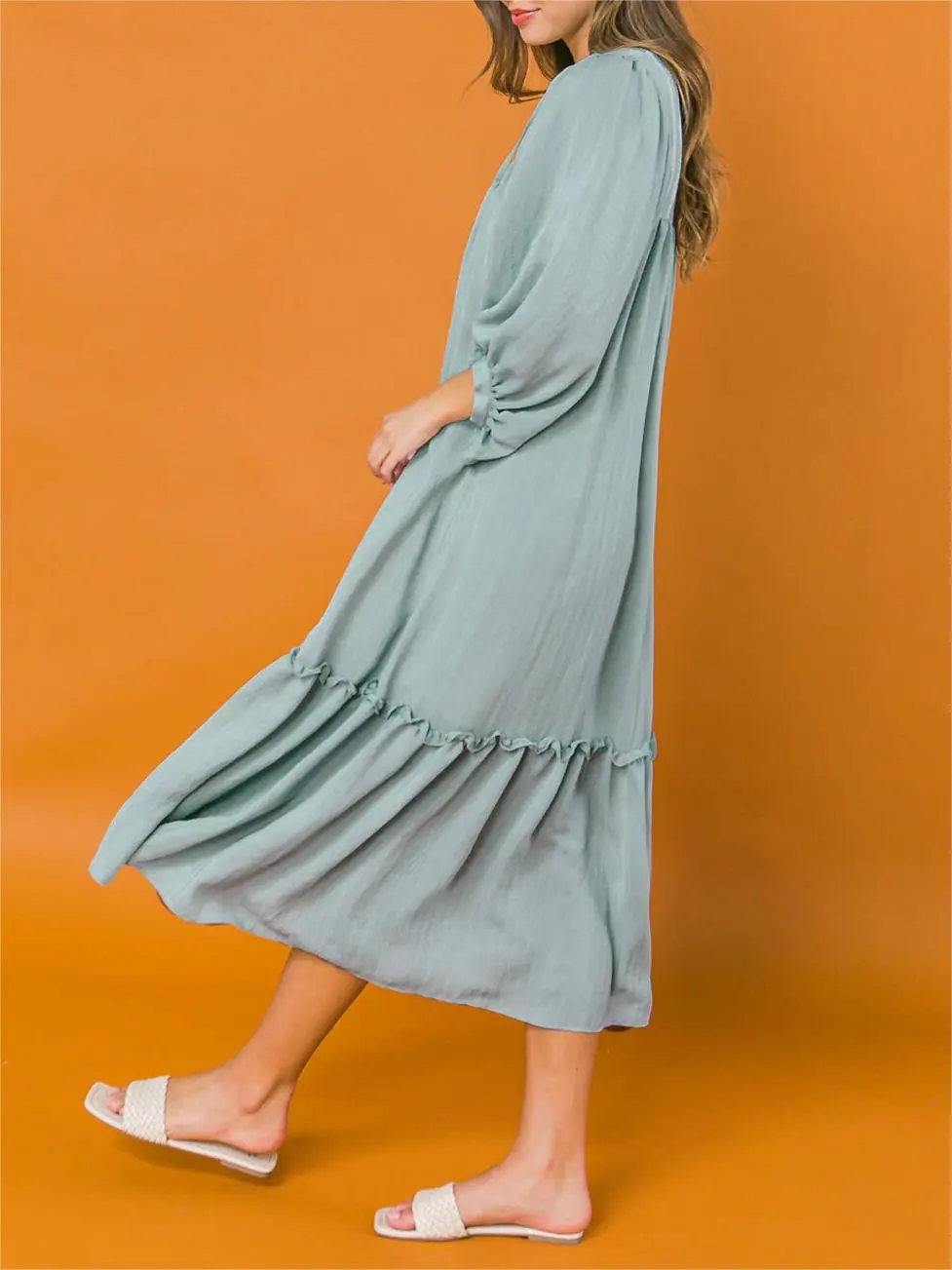 Tied Neck Midi Dress
