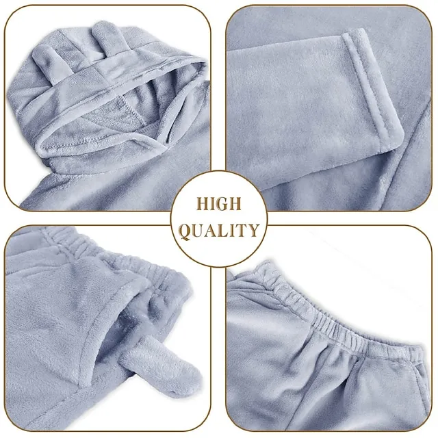 Women's Loungewear Fluffy Pajama Fuzzy Sweatsuit Sets 2 Pieces Animal Cat Warm Plush Comfort Home Street Daily Fleece Hoodie Long Sleeve Hoodie Shorts Elastic Waist Fall Winter Pink Navy Blue