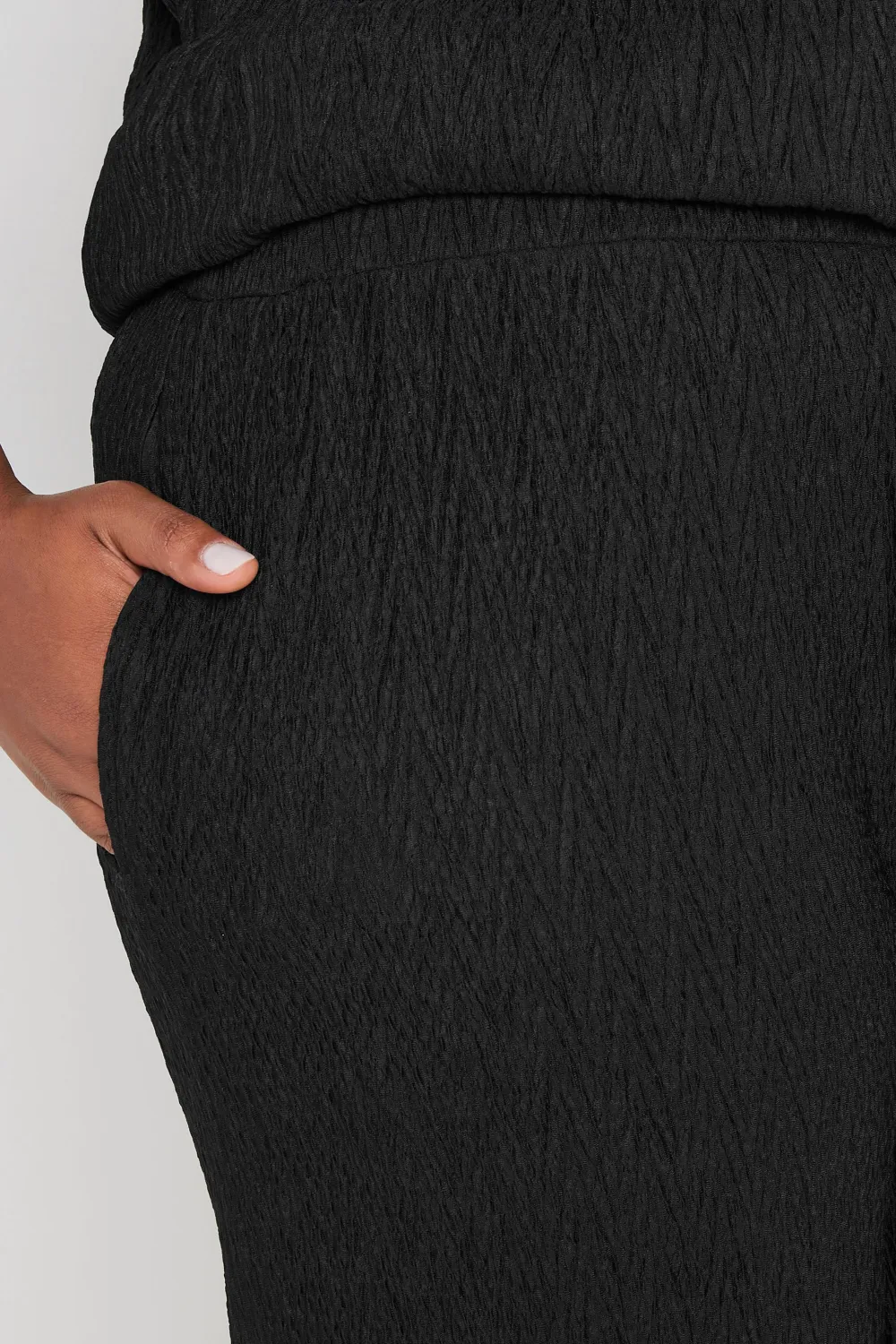 YOURS Curve Pink Crinkle Plisse Wide Leg Trousers