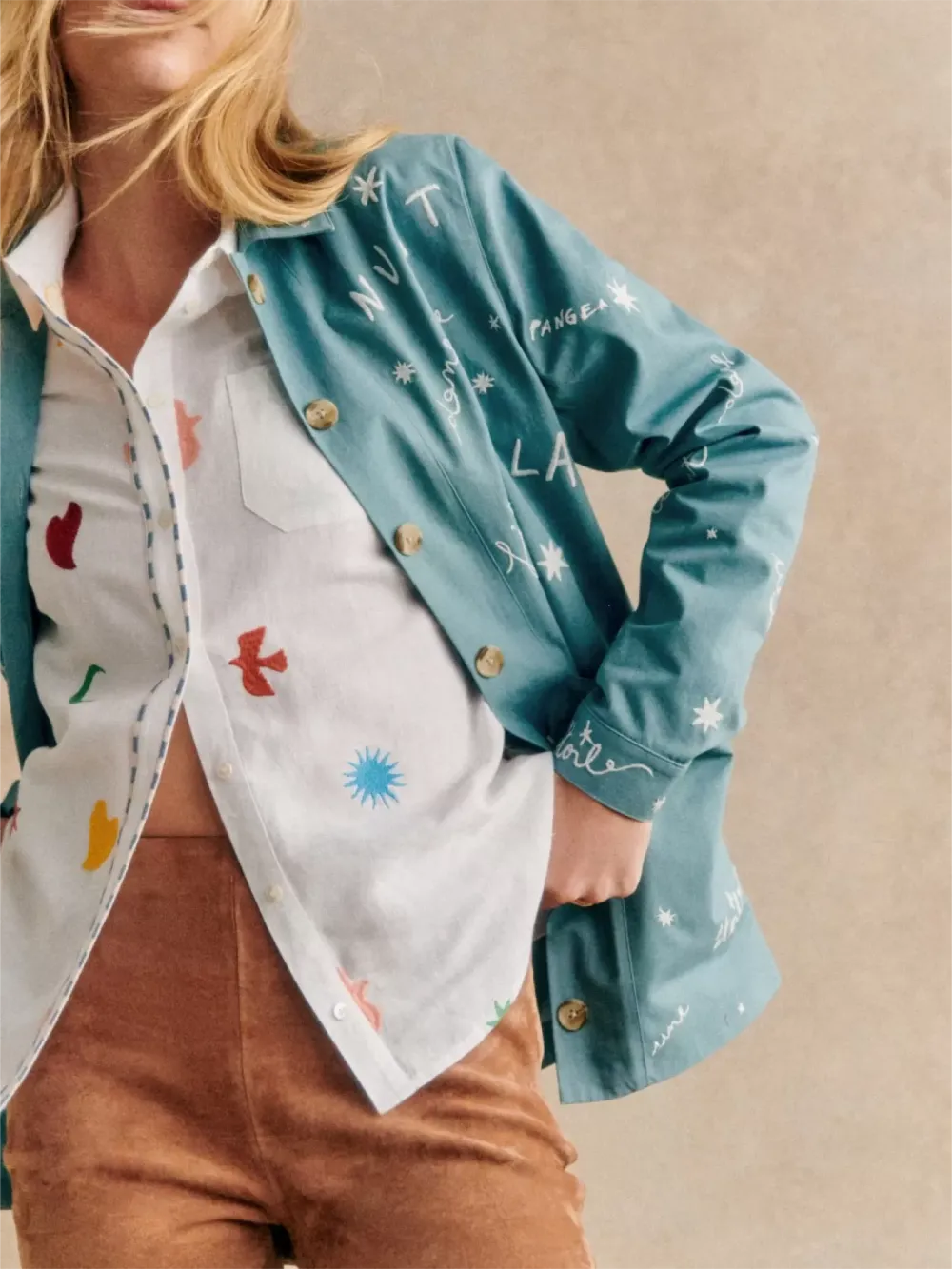 Light Blue Embroidered Denim Jacket