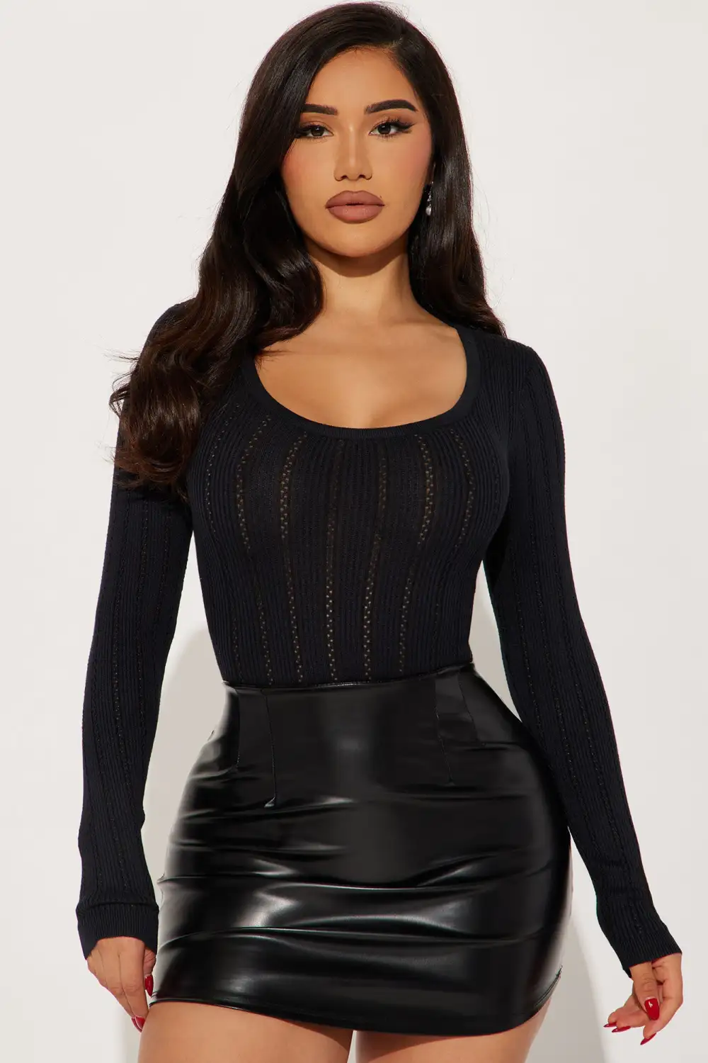 Givin' Favors Ribbed Bodysuit - Black