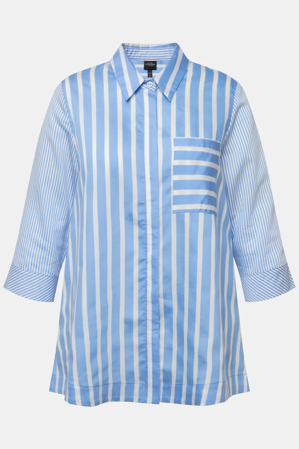 Hemdbluse, Lyocell-Mix, A-Linie, Hemdkragen, 3/4-Arm