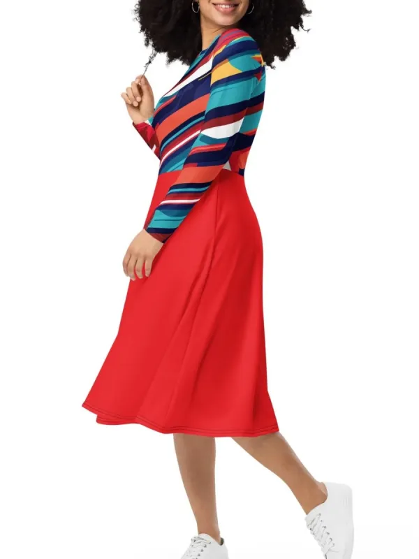 Vibrant Stripe Print Dress
