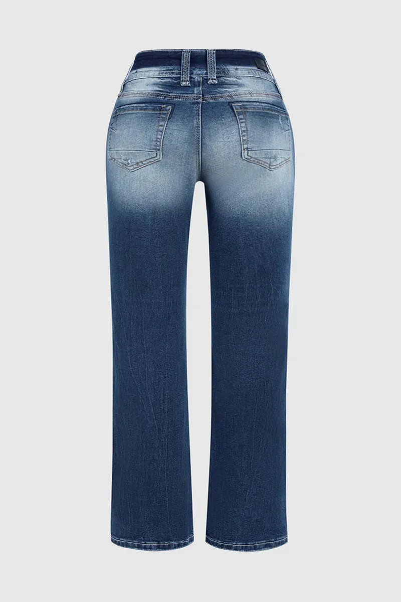 90s Vintage Slant Pocket Mid Waist Bootcut Jeans