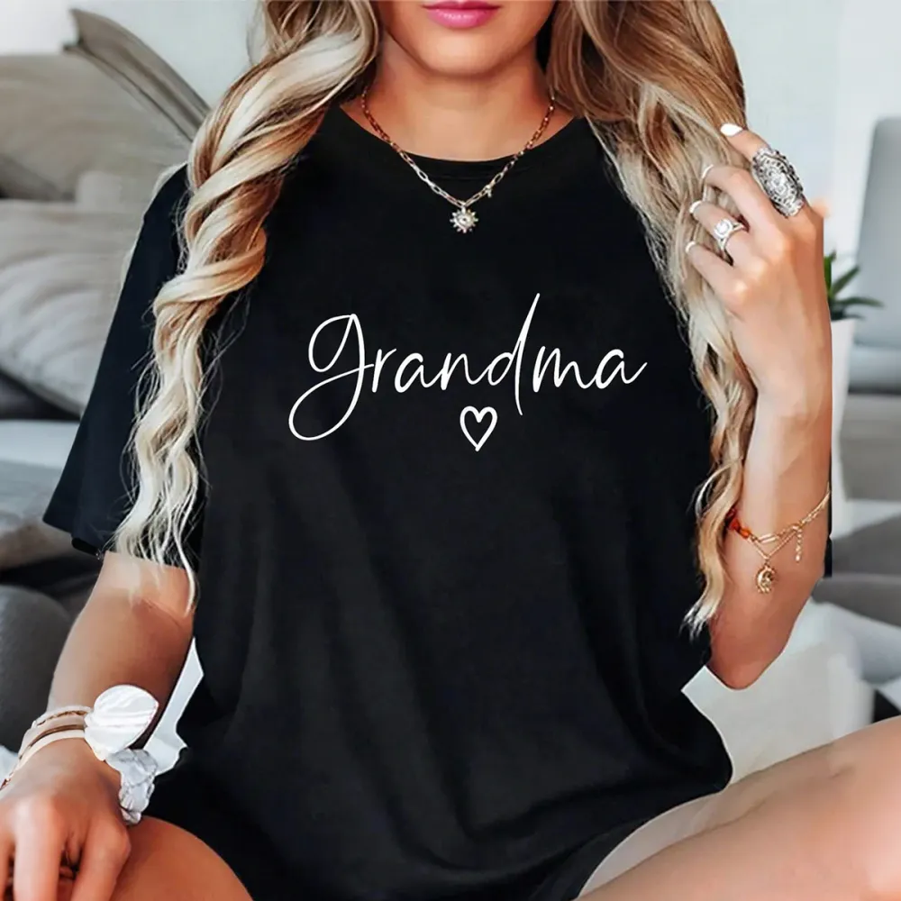 I Love My Grandma Printed Round Neck Short Sleeve T-Shirt