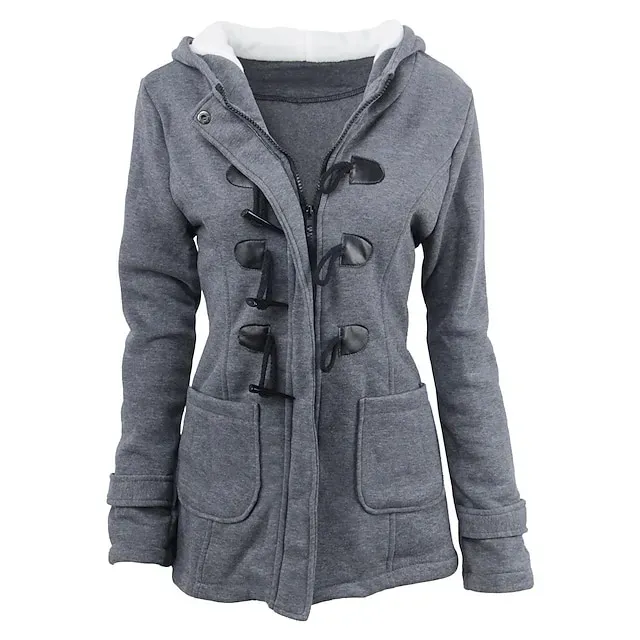 Women's Winter Coat Cropped Hooded Coat Thermal Warm Heated Jacket Fall Casual Street Jacket Long Sleeve with Pockets Black Army