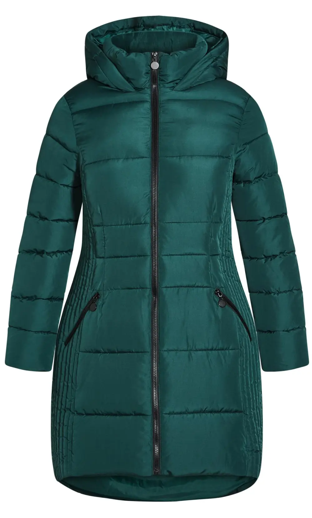 Evans Green Puffer Midi Coat