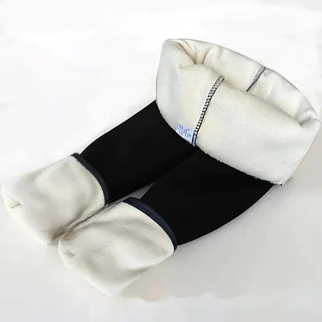 Women‘s Fleece Lined Leggings Winter Leggings Thermal Warm High Elasticity Yoga Fitness Gym Workout Tights Dark Grey Black Dark Black Sports Activewear  / Athletic / Athleisure