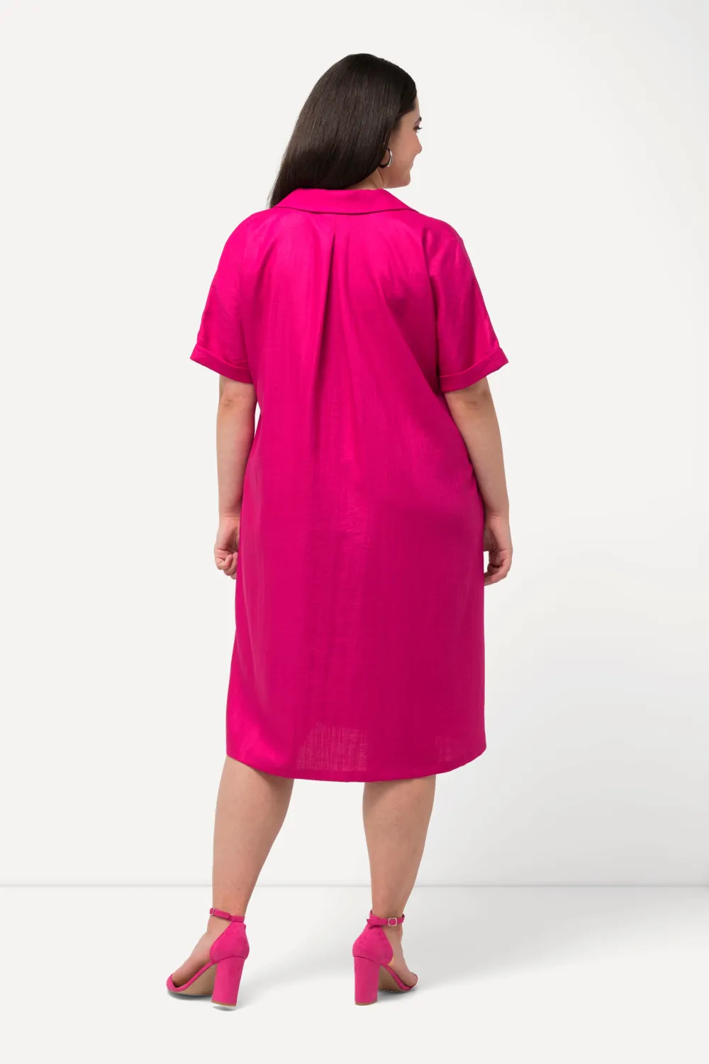 Minikleid Oversized Hemdkragen V-Ausschnitt Halbarm