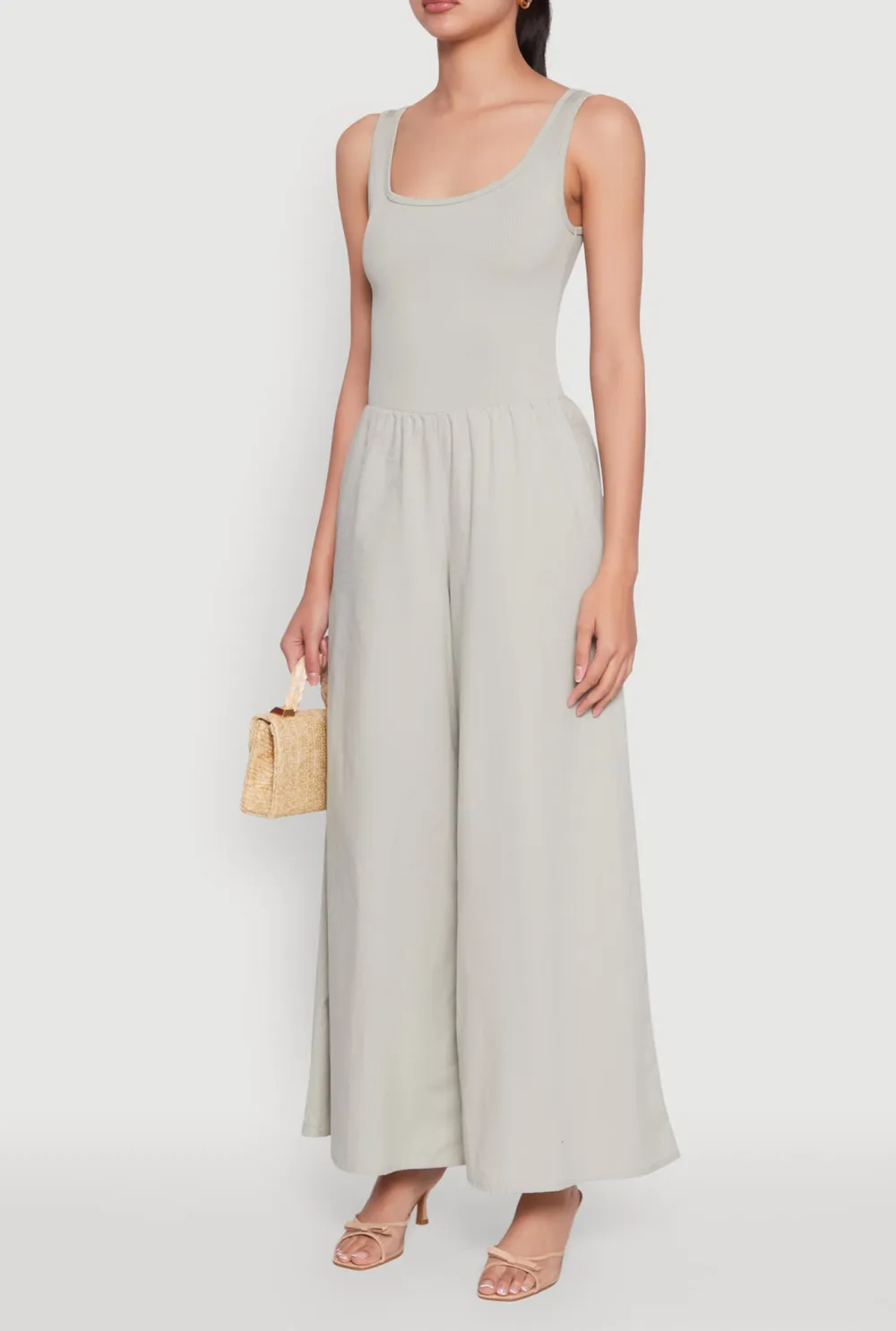 Solid Color Wide Leg Jumpsuit