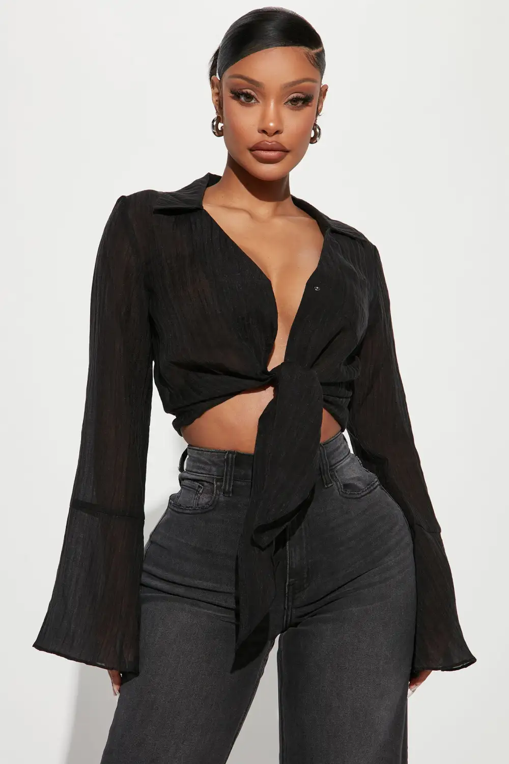 Stephania Blouse Top - Black