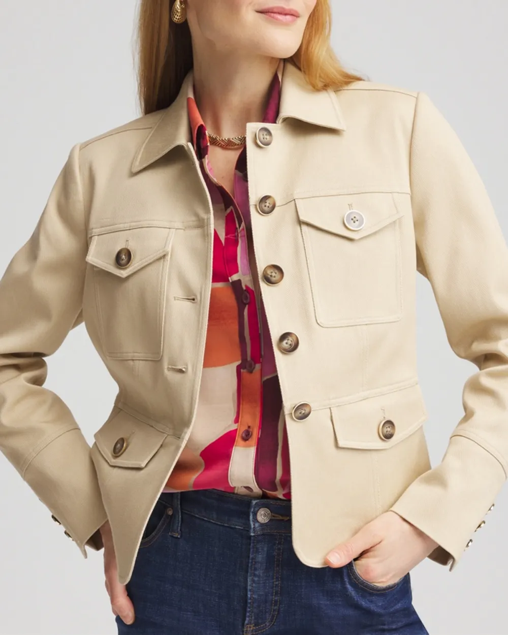 Cropped Slim Fit Button Leather Jacket