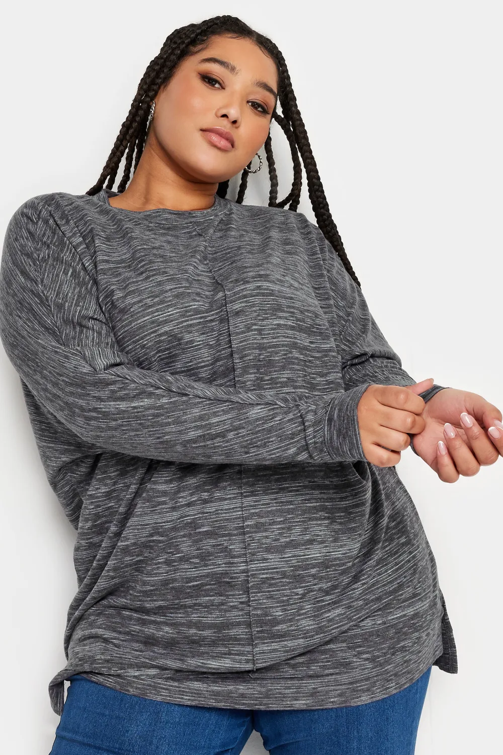 YOURS Curve Charcoal Grey Soft Touch Front Seam Jumper