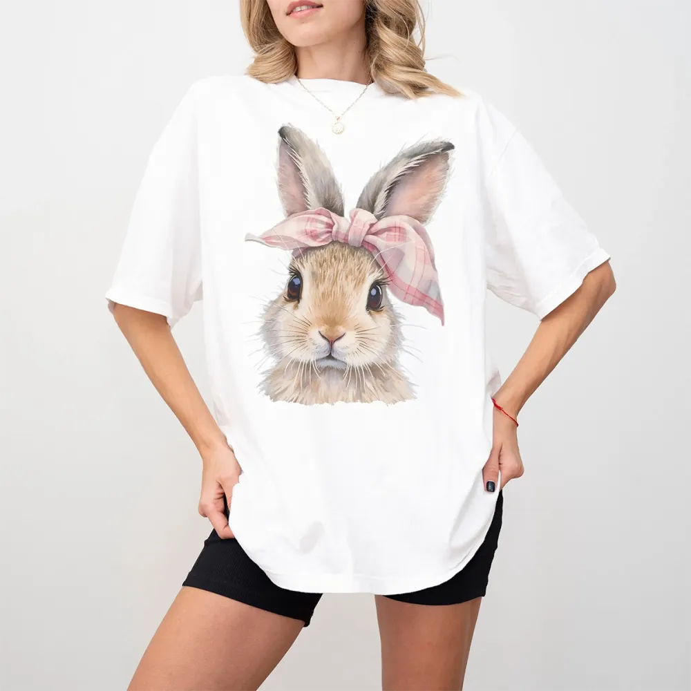 T-shirt Easter Bunny Women Printed Round Neck Short Sleeve