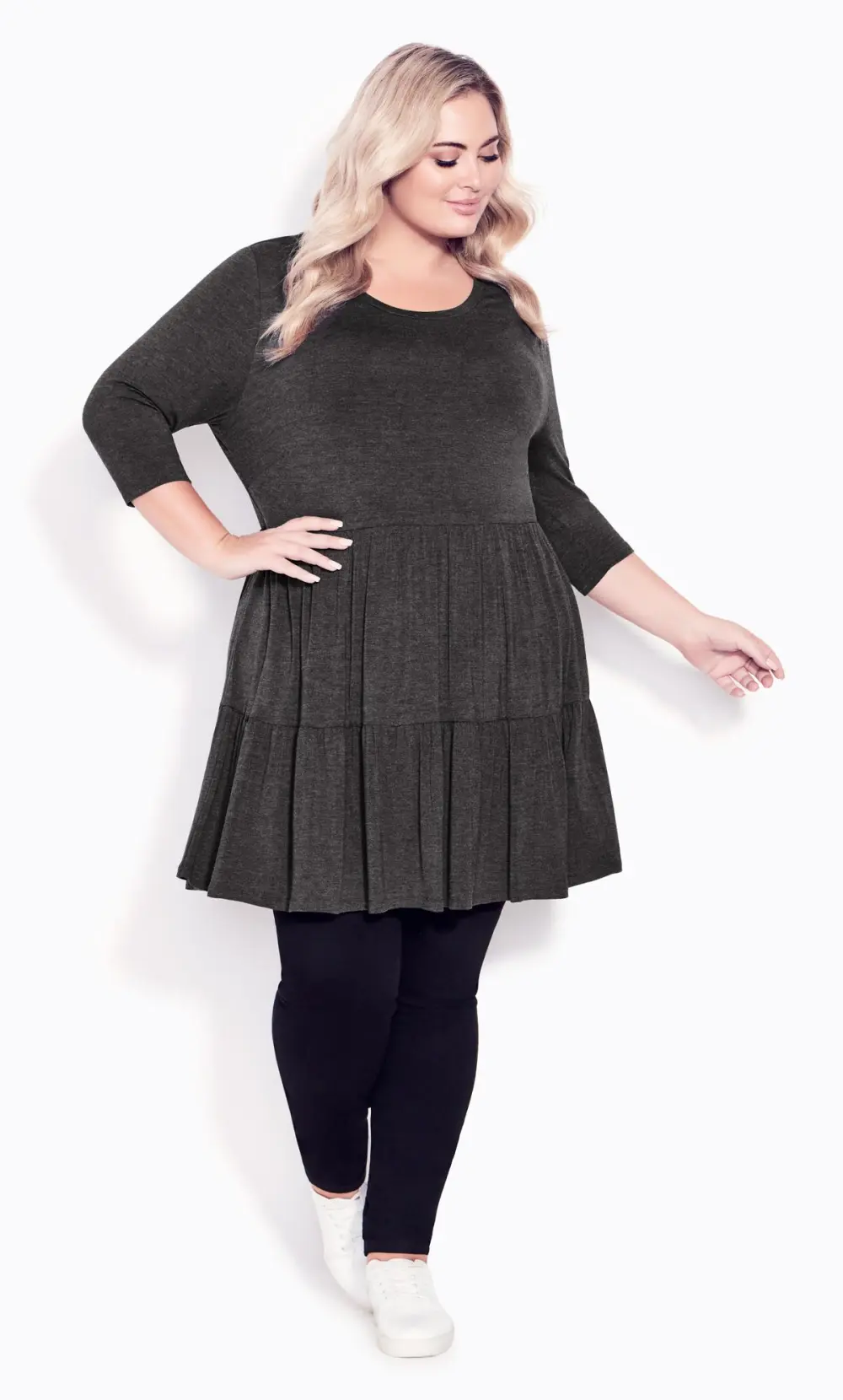 Evans Grey Tiered Tunic Dress