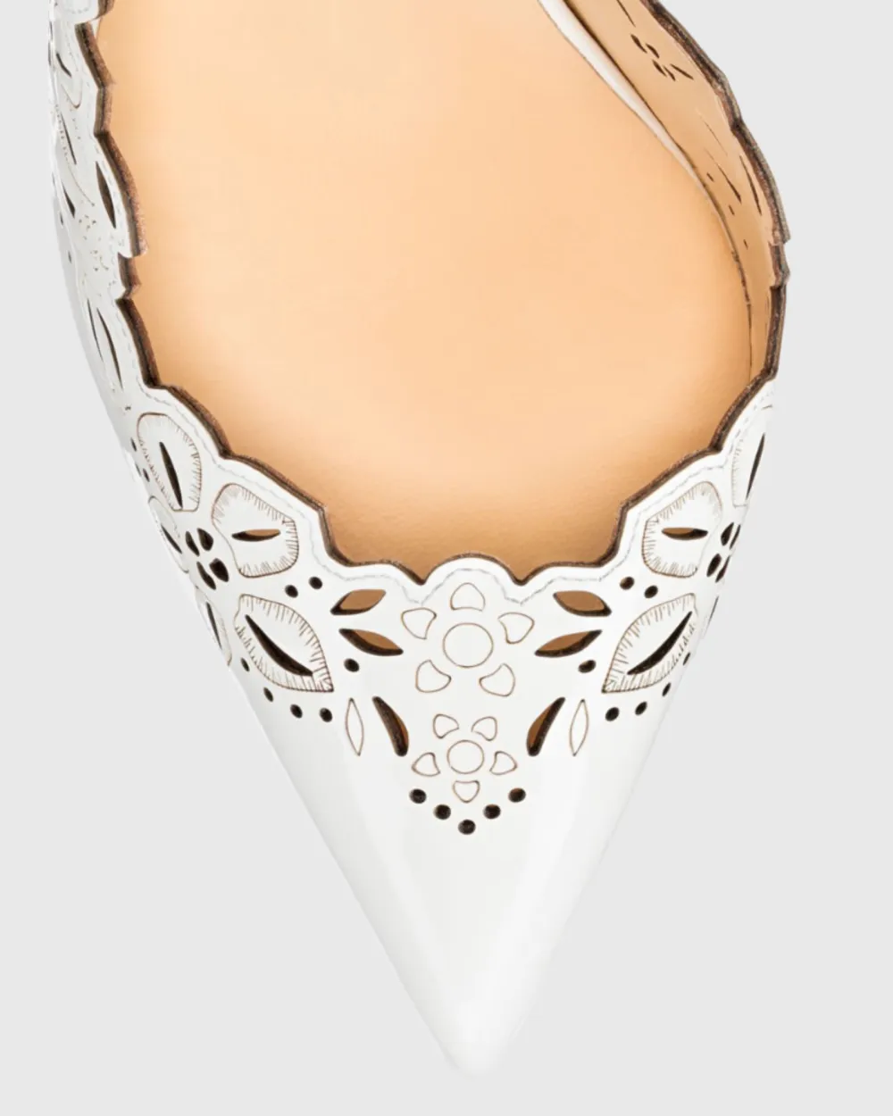 Cutout Pattern Pumps in White