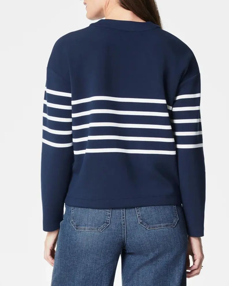 Midnight Navy Stripe V-Neck Cardigan
