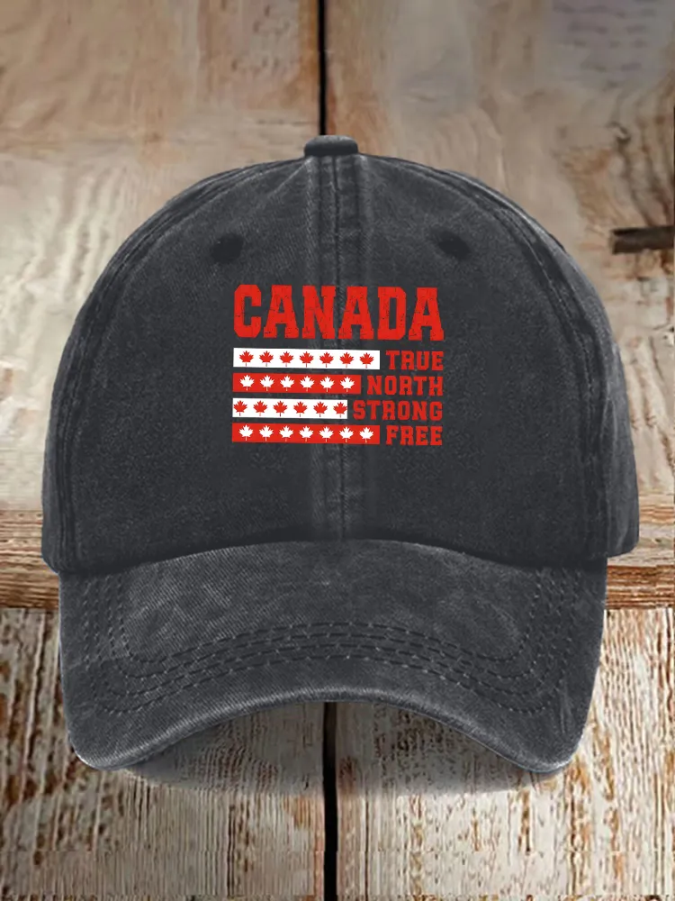 Men And Women's True North Strong And Free Washed Baseball Cap