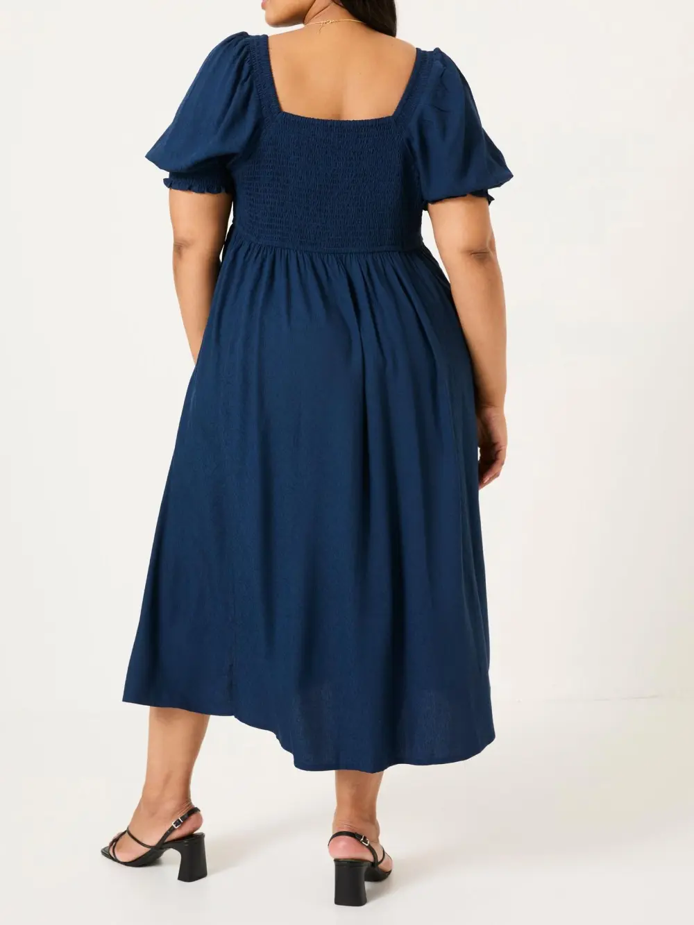 Casual Blue Bloom Midi Dress