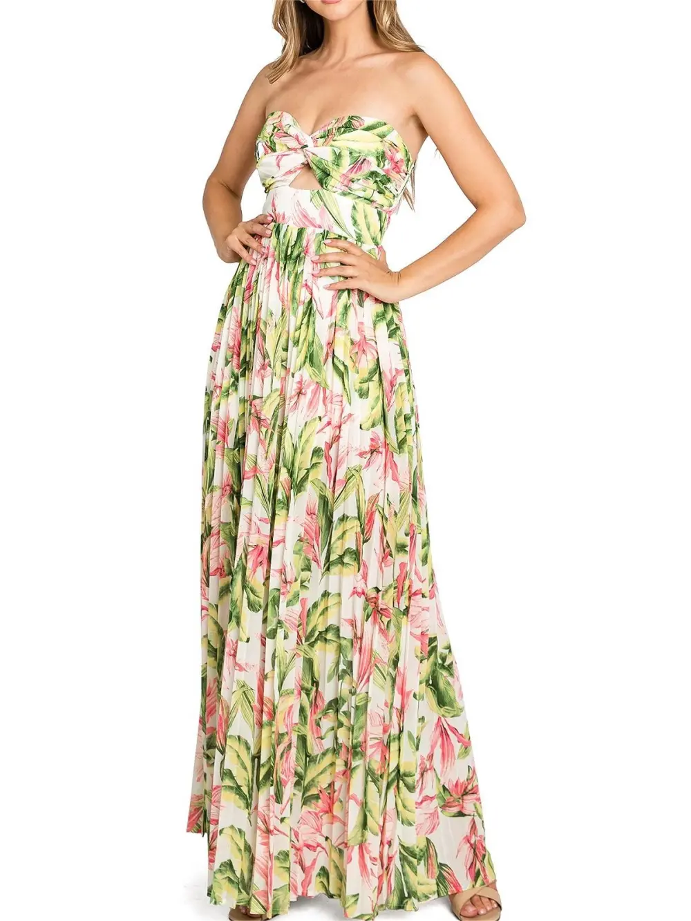 Floral Print Strapless Maxi Jumpsuit