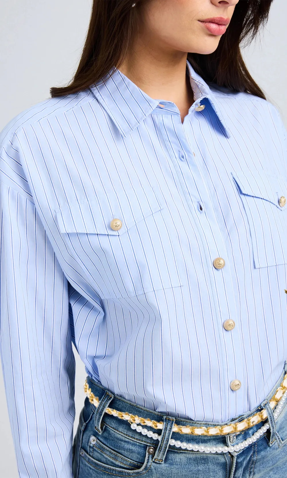 Pinstripe Button Up Shirt