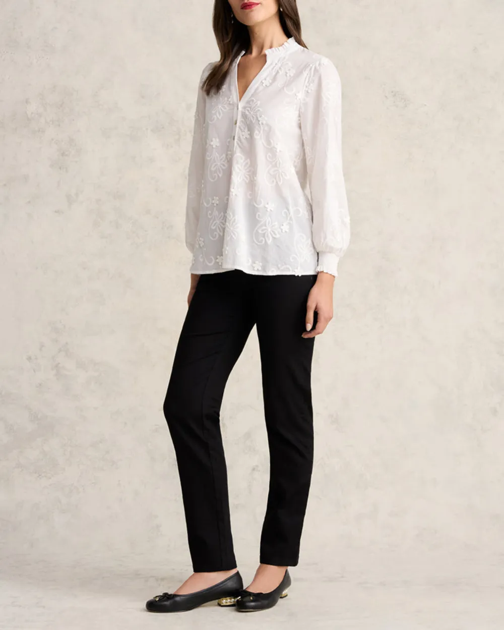 3D Floral Cotton Blouse