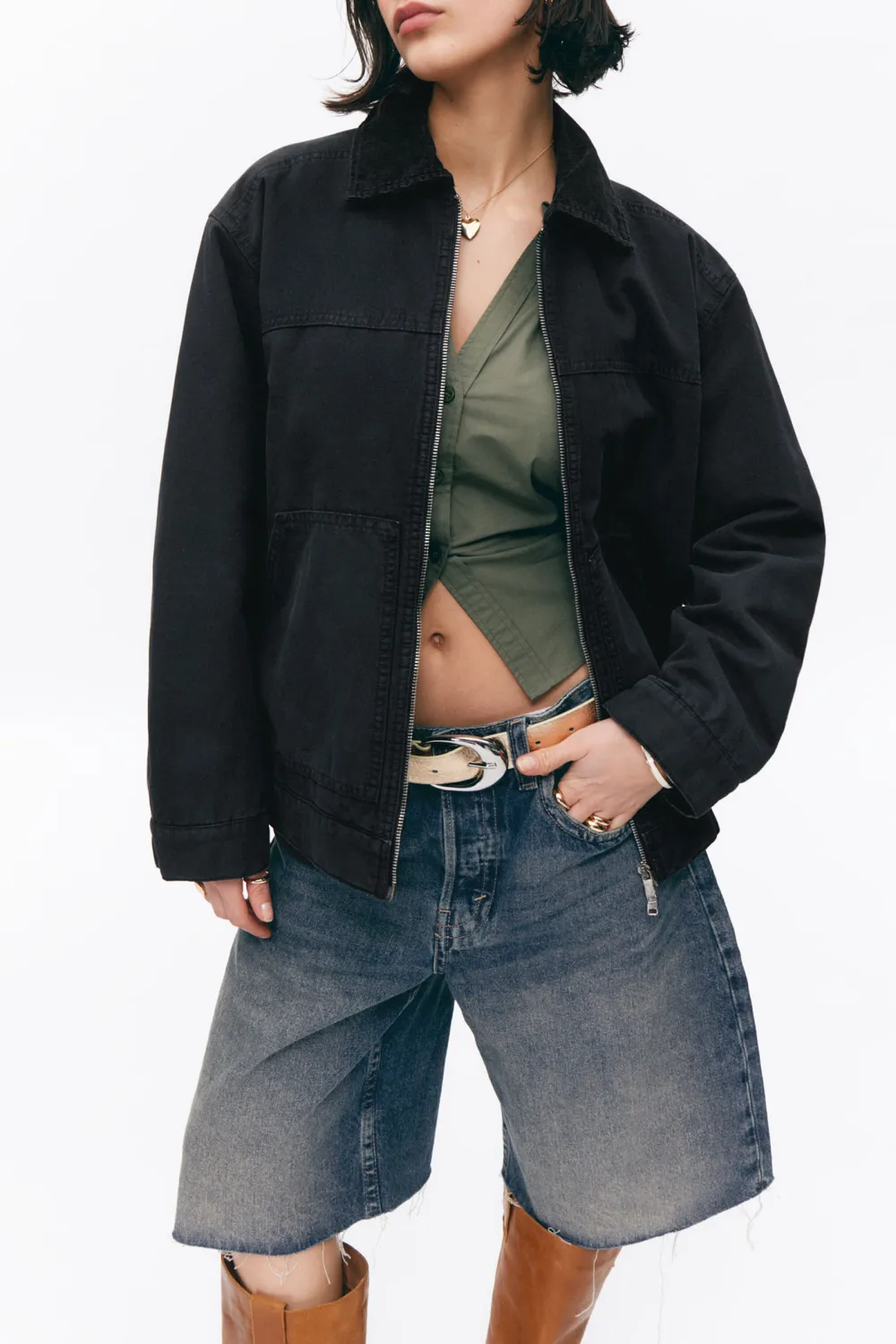 Zip Up Drop Shoulder Jacket