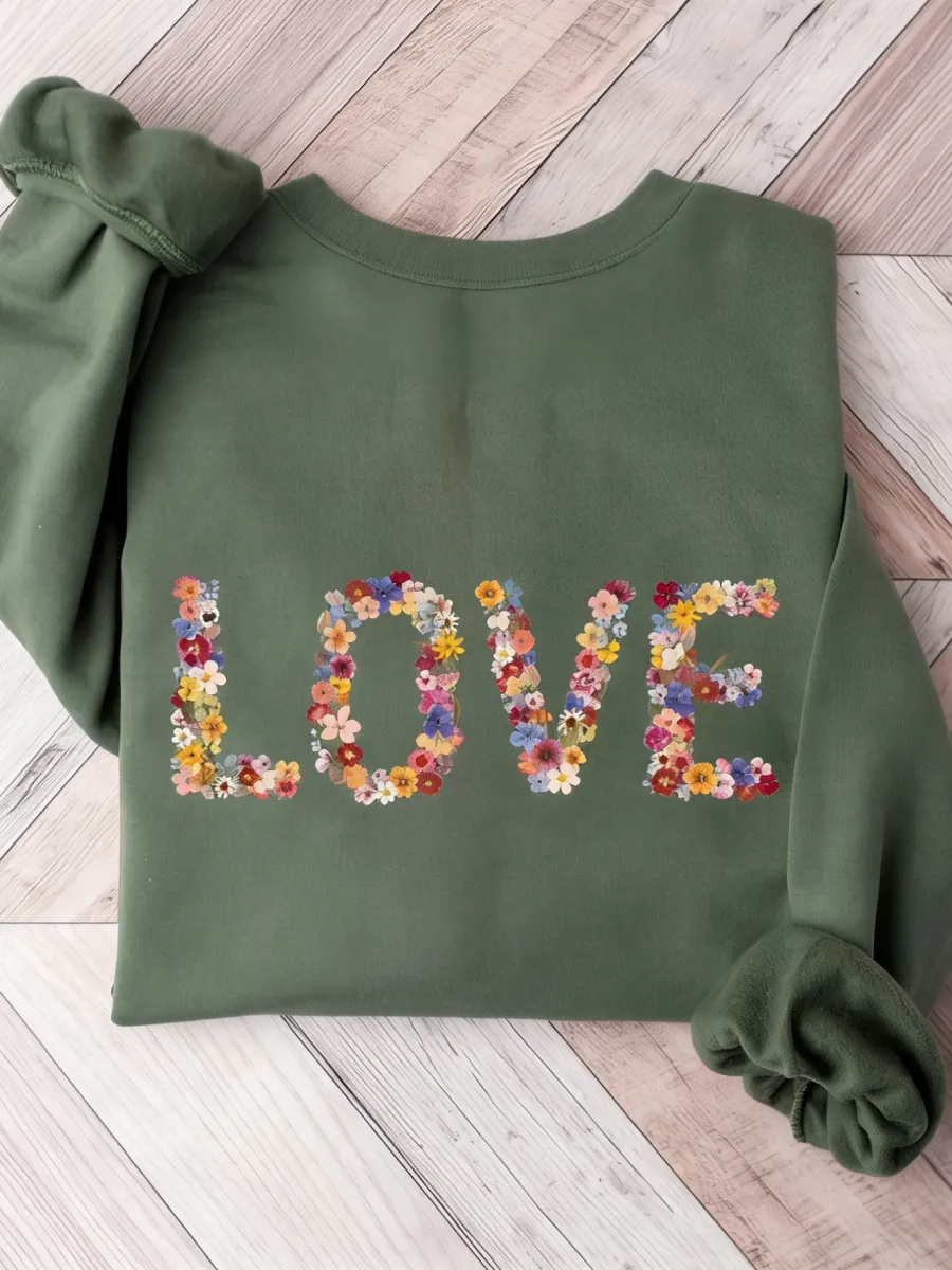Floral LOVE Print Sweatshirt