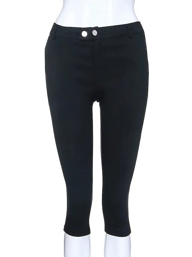 Women's Basic Essential Capri shorts Slacks Classic Capris Pants Office / Career Dailywear Micro-elastic Solid Colored Mid Waist Slim Green White Black Blue Khaki S M L XL XXL