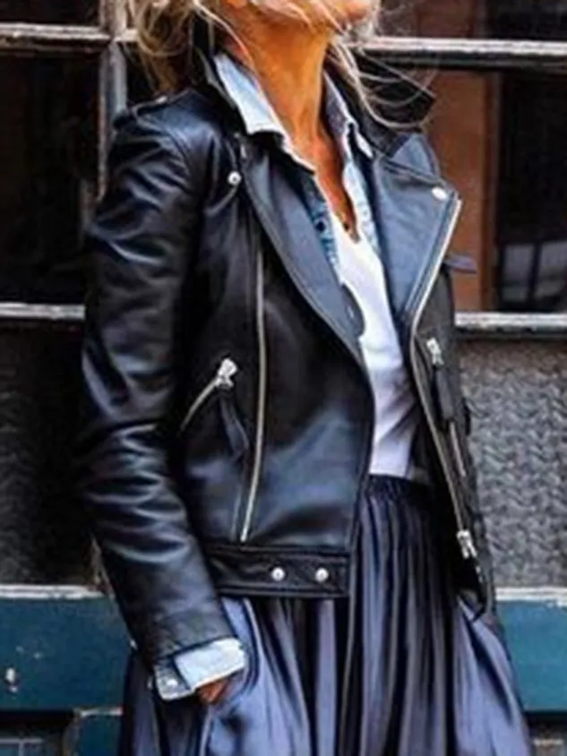 Black Casual Long Sleeve Jacket