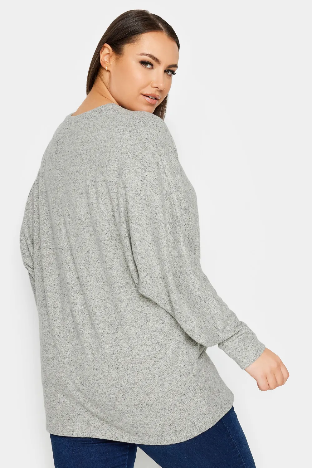 YOURS LUXURY Curve Light Grey Front Seam Detail Jumper