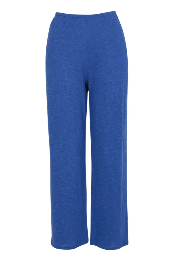 Soft And  Comfortable Breathable Loose Straight  Blue Pants