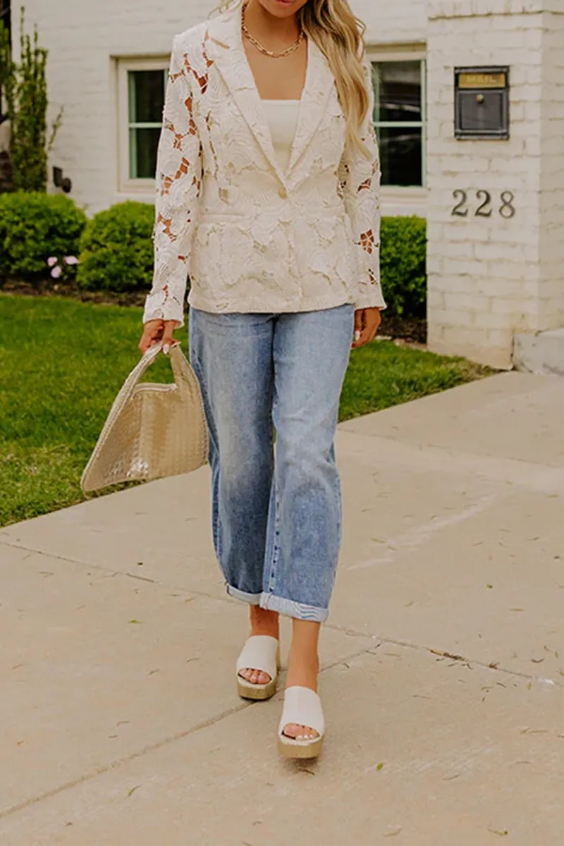 Elegant Design Hollowed-Out Women's Jacket