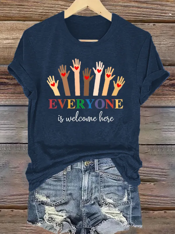 Women'S Everyone Is Welcome Here Printed T-Shirt