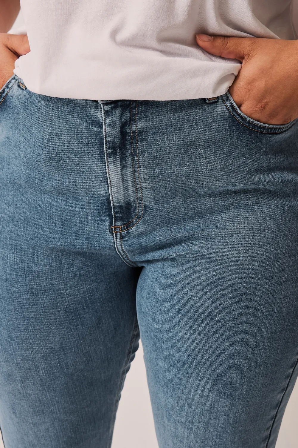 EVANS Curve Blue Mid Wash Contour Skinny Jeans