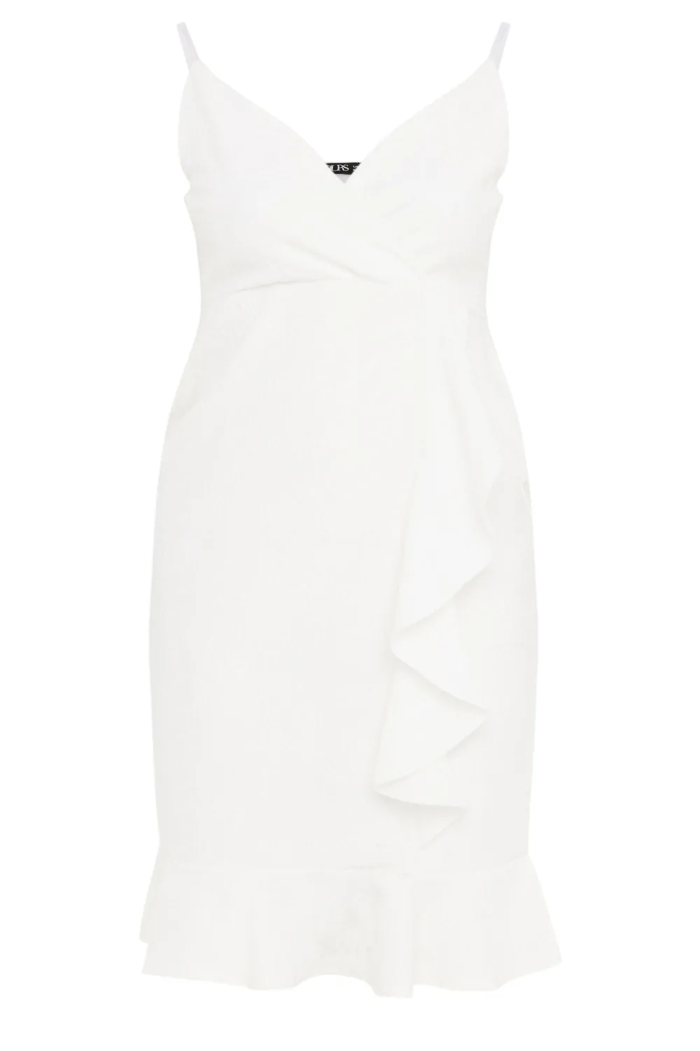 YOURS LONDON Curve White Ruffle Jacquard Dress