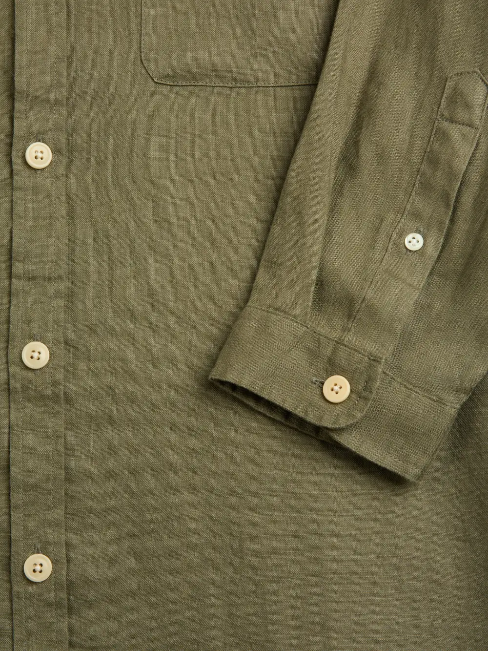 Casual Style Long Sleeve Green Linen Shirt