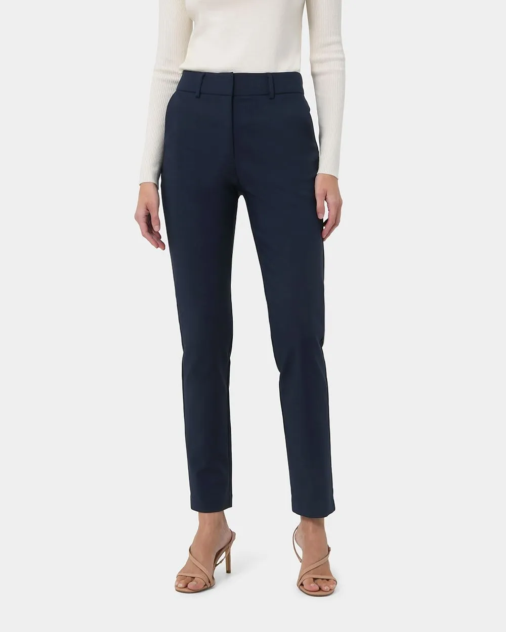 High Waisted Tall Trousers -Navy