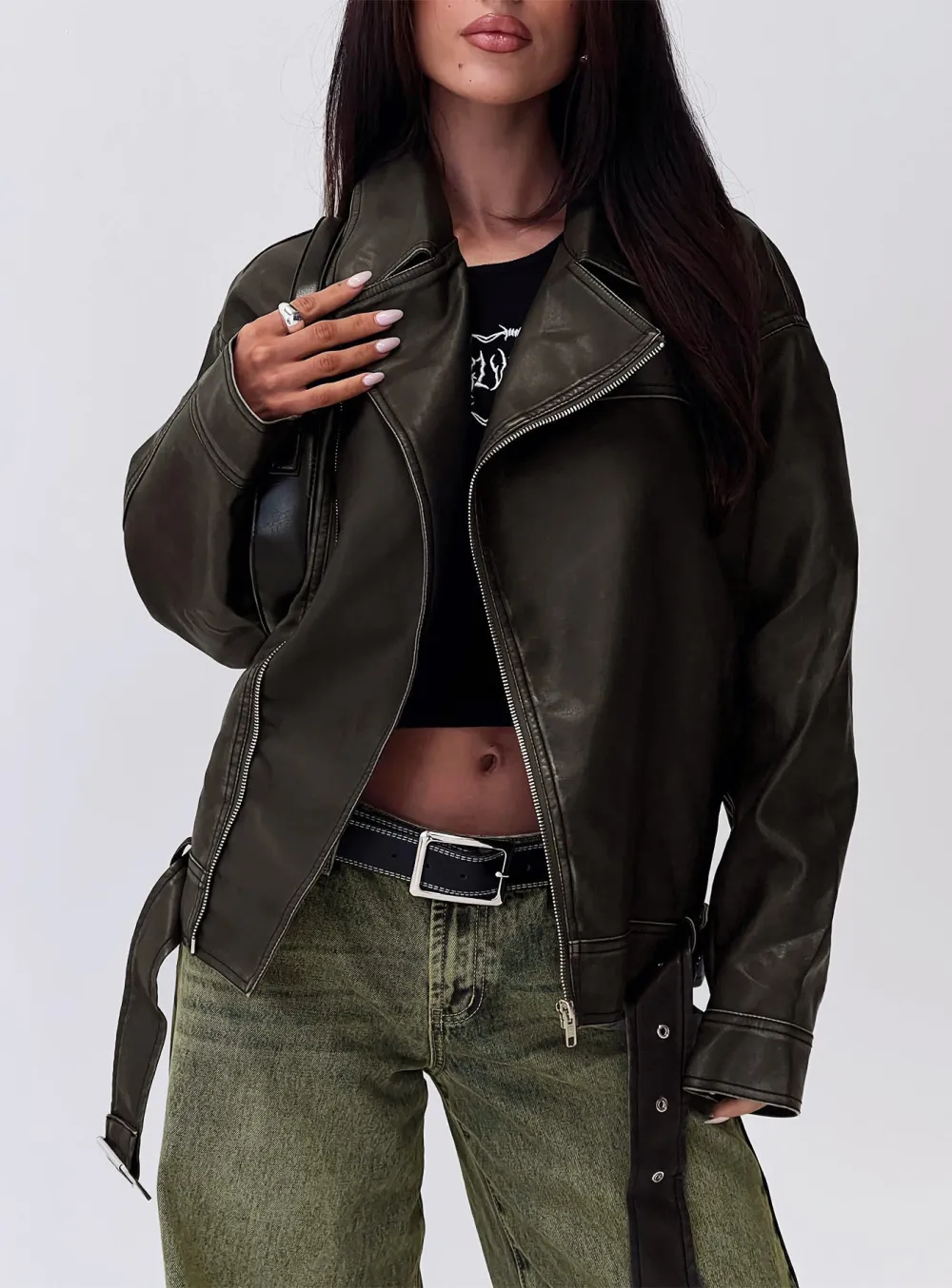 Oversized Boyfriend Fit Biker Jacket