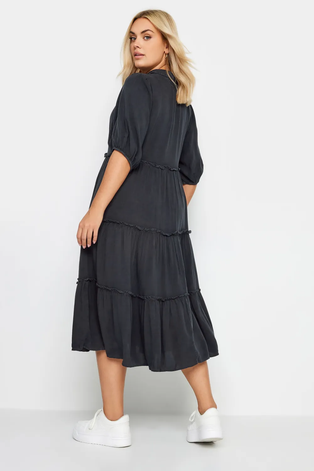 YOURS Curve Charcoal Grey Midi Shirt Dress