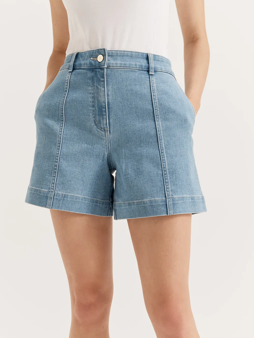 Wide Leg Jean Shorts with Pockets